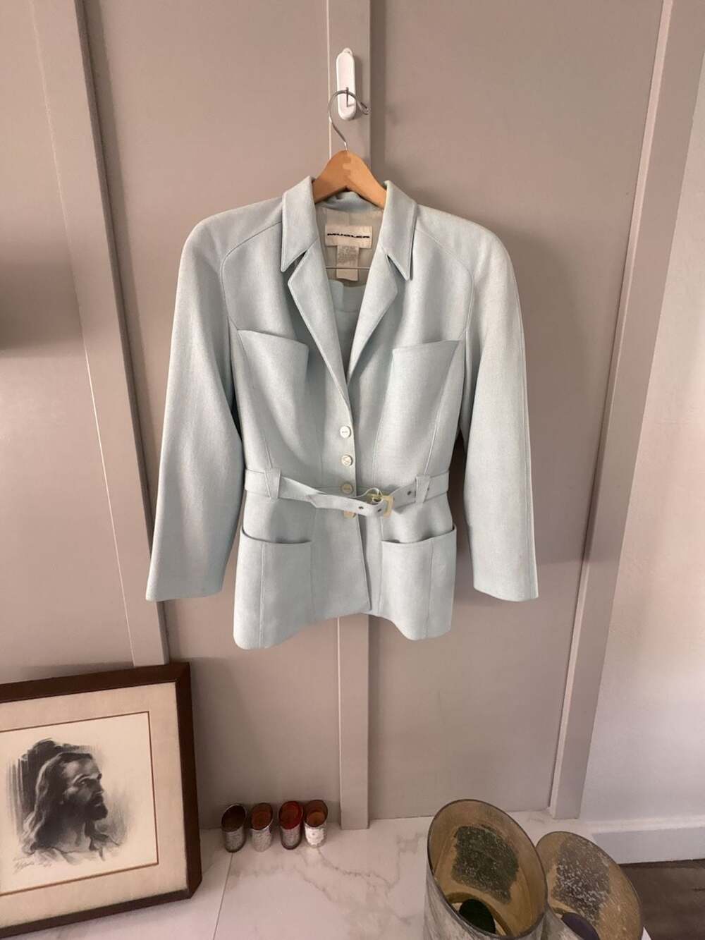 Vintage Mugler Belted Cargo Skirt Suit Set 2 Piece